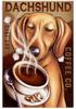 Dackel Blech Metallschild Kaffee Poster Geschenk Wandkunst für Café Küche Kaffeeecke Kaffeekanne für Männer Frauen Weihnachtsgeschenk 8x12 Zoll