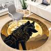 1pc Moon Wolf Office Round Area Rug, Under Office Chairs Bedroom Living Room Home Decor, Room Deco