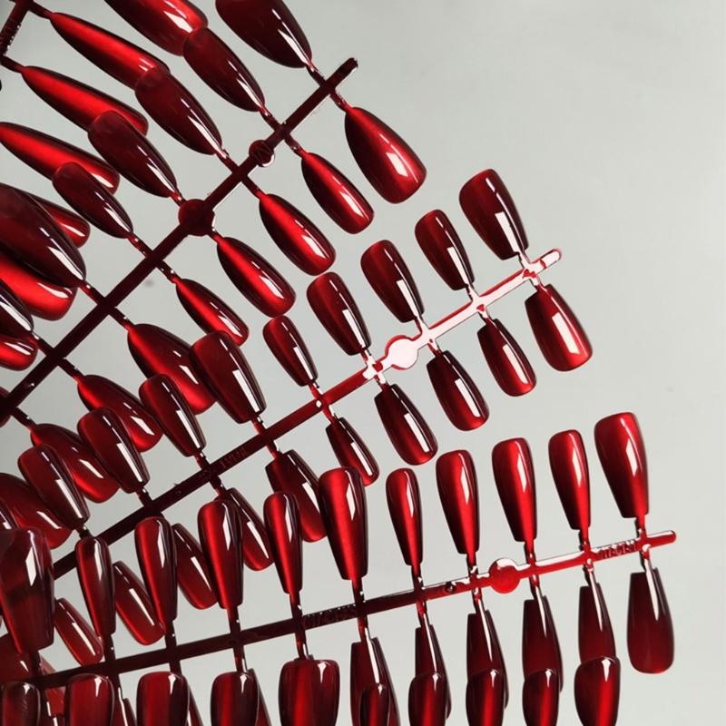 30pcs Cats Eye Press on Nail Almond/Short Square/Coffin Fake Nail Acrylic False Nail,Stick on Nail Glues on Nail Kit