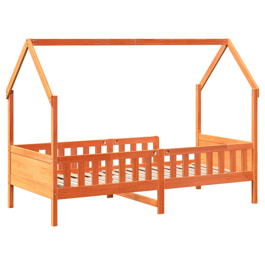 Kids House Bed Wax Brown 90x190 cm Solid Pine Wood