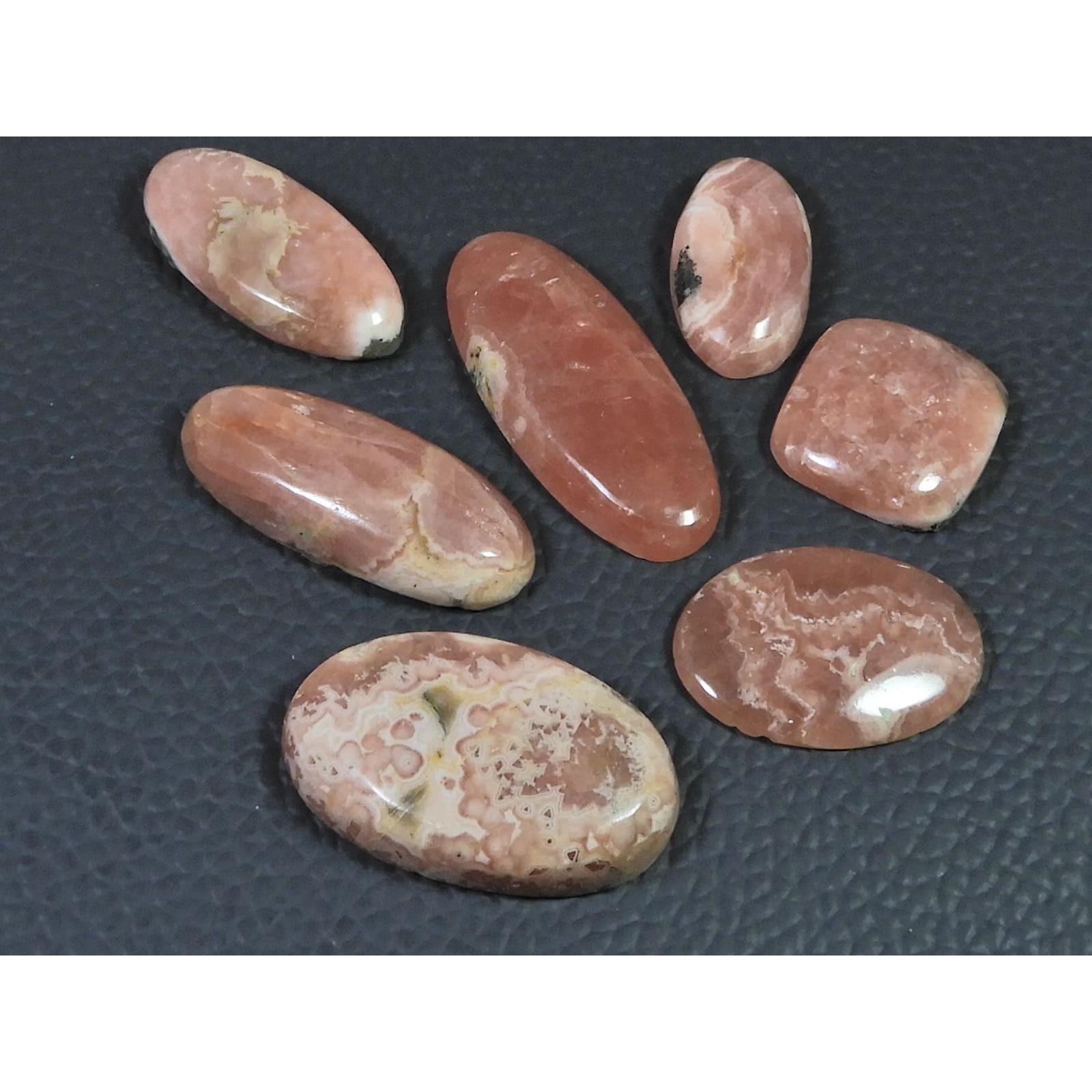 164Cts. Natural Pink Rhodochrosite Oval Cabochon Loose Gemstone 07Pcs Lot C-2323