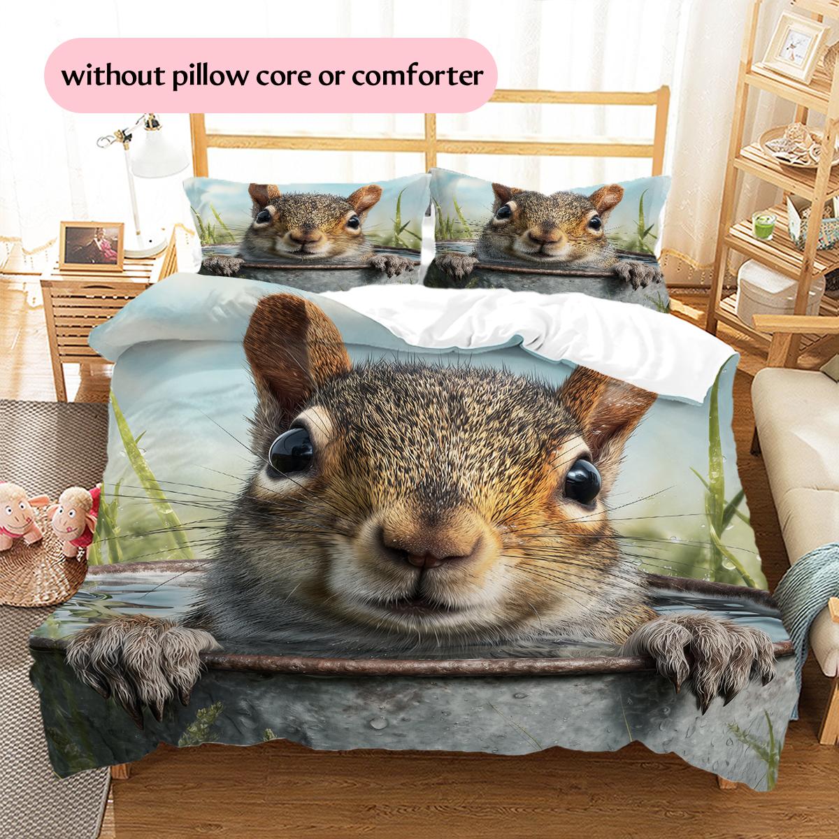 

Cute squirrel Pattern Bedding Home Decoration Birthday Gift (1 * duvet cover + 2 * pillowcase, without core) 135x200cm