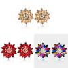Gemstone Flower Ear Studs Alloy Colorful Crystal Sunflower Fashion Jewelry For Women