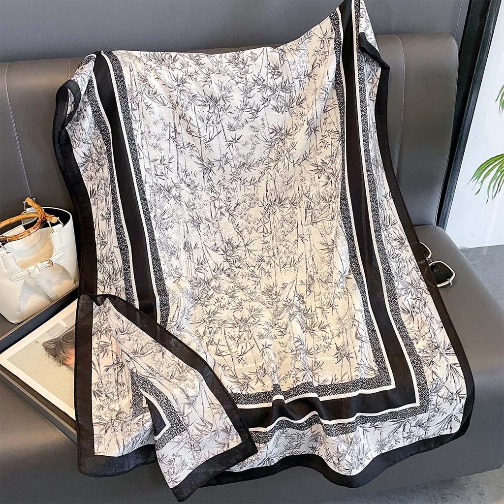 Women Cotton Linen Rose Print Scarf Shawl Hijab Muslim Long Headscarf Scarves Head Wraps Long Female Head Scarf