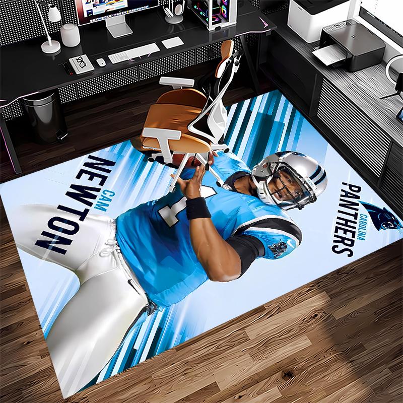 1pc Carolina Panthers Print Area Rug - Soft,Washable Non-Slip Indoor Mat for Office Chairs,Living Room,Home Office Decorative Rug