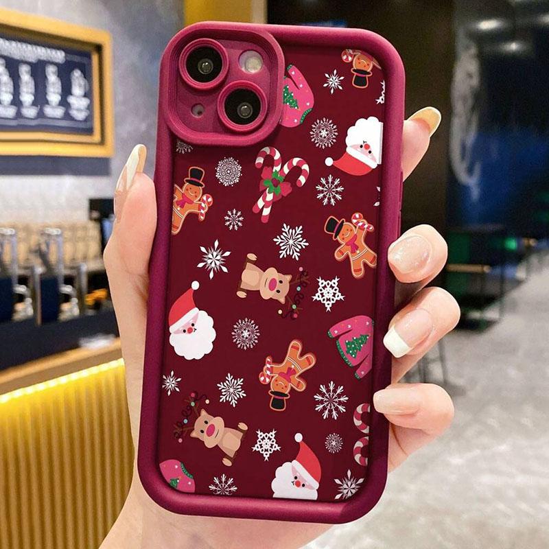 Creative Cute Christmas Theme Pattern Phone Case For Samsung Galaxy S25 S24 S23 S21 S20 5G FE Plus Ultra A15 A35 A54 A55 Cover