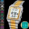 Skmei Luxury Digital Watches for Mens LED Waterproof Date Week Display Chronograph Fashion Dual Time Zones Bracelet Steel Watch