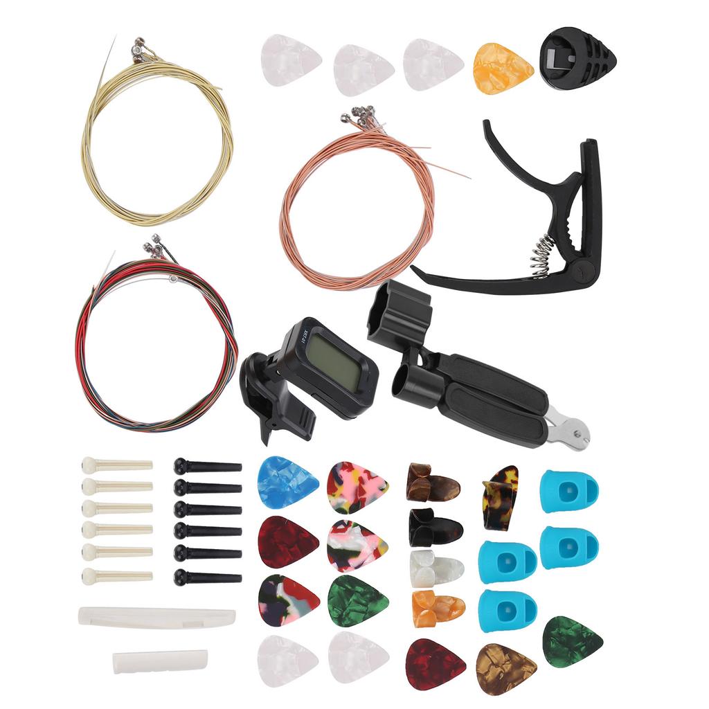 Guitar Accessories Color String Set Tuner Capo Bridge Pins Pick Replacement Playing Tools