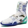 Anta Thunderbolt Slip Resistant Abrasion Resistant High Top Training Shoes Unisex White Blue Sneakers 412440102-6