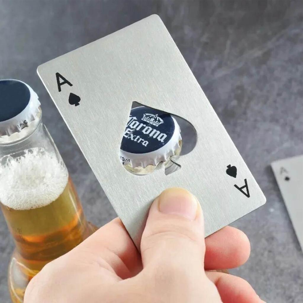 20 Pcs Poker Card Bottle Opener Beer Openers Stainless Steel Black Silver Cup Mat for Wallet Gifts