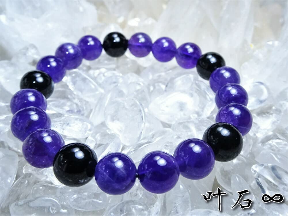 Kanoishi Stone for Warding Off Evil Spirits and Bad Morion Amethyst Bracelet for Power Natural 10mm Medium 16cm [Guardian Luck!] Men, Stone, Stone,