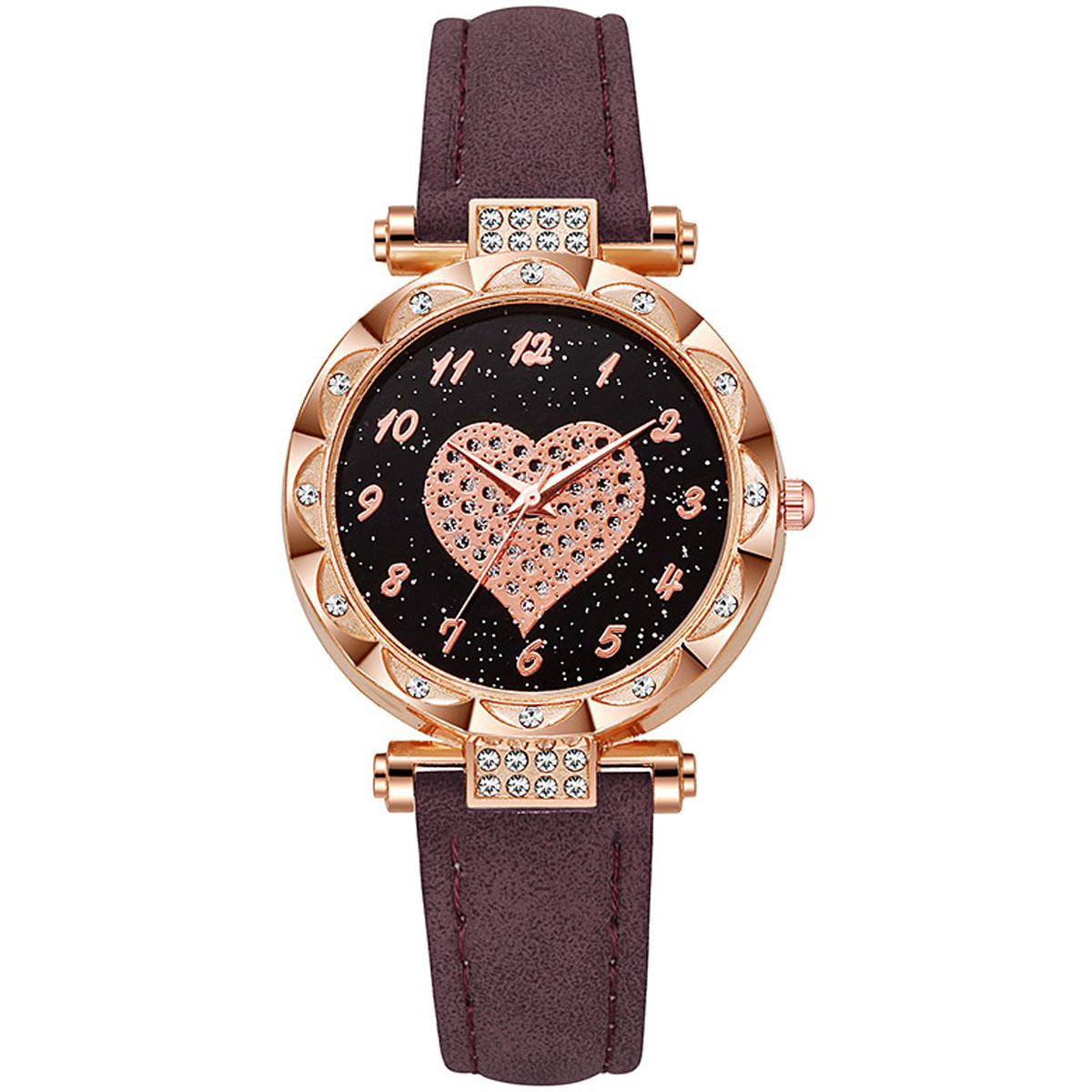 

1pc-Heart Shaped Circular Case Quartz Watch: Casual and Fashionable Ideal Choice for Students