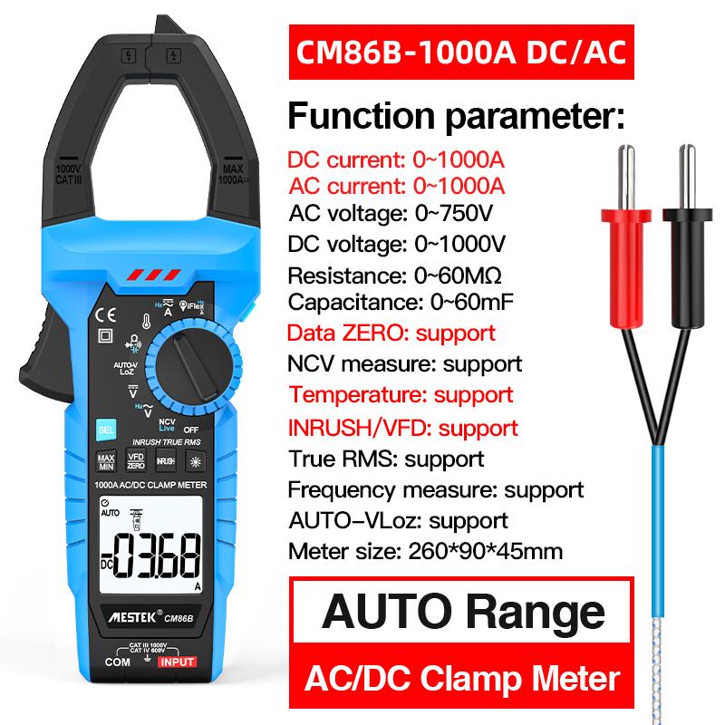 CM86B True-RMS 1000A AC/DC Curent Clamp Meter with iFlex Measures AC/DC current with included iFlex current probe