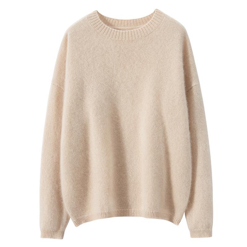 Women's 100% Cashmere Round Neck Loose Sweater for Autumn & Winter