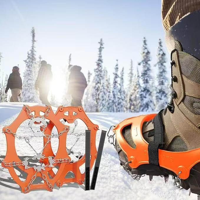 Crampones de Hielo de Acero Inoxidable de 8/10 Dientes para Exteriores: Cubiertas antideslizantes para raquetas de nieve para escalada y senderismo
