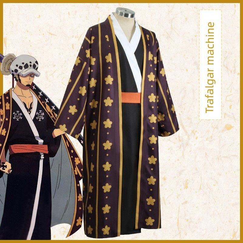 One Piece Movie Version Trafalgar Law Japanese Yukata Kimono Set Cosplay Costume Set Halloween