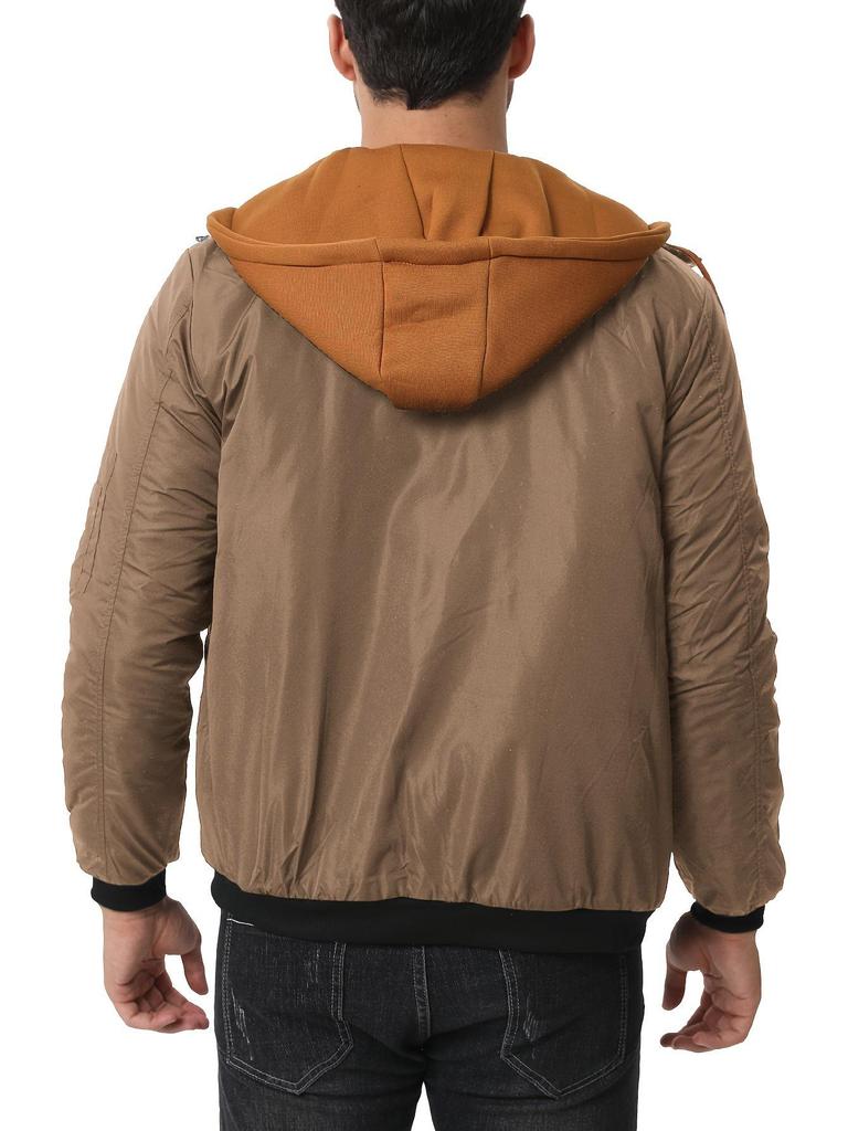Men's Thick Solid Color Hooded Jacket for Spring, Autumn, and Winter - Air Force Style Casual Wear