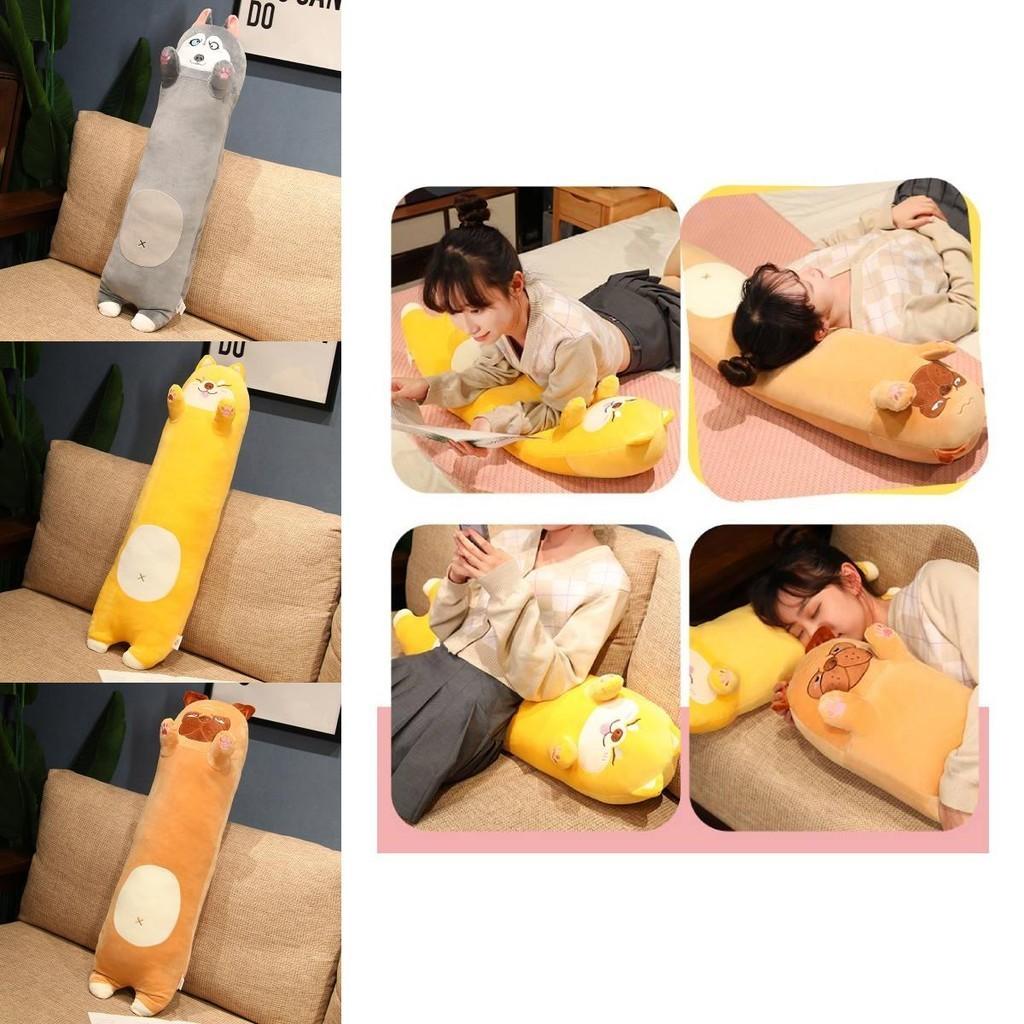 Cute Cartoon Shiba Inu Husky Long Hugging Pillow Soft Plush Dog Bed Pillows For Girls Gift 70cm 90cm 1.1m
