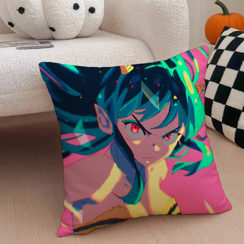 Urusei Yatsura Anime Game Pillow Case Anti-Dustmite Pillowcase Invisible Zipper Silky Short Plush Sofa Cushion Cover