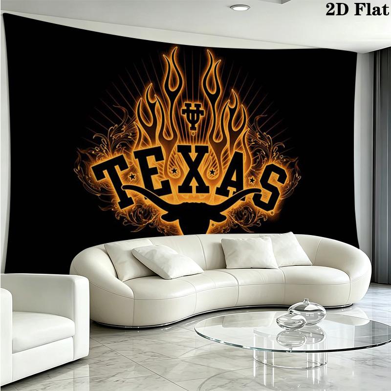 Texas Longhorns Wall Tapestry Aesthetic Wall Hanging Printed Fabric Blanket Decorative Tapestries for Bedroom Living Room Home Decor