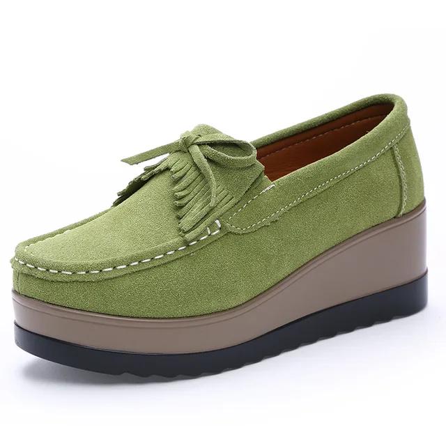 Fashion Spring and Autumn New Women's Shoes 2025 Tassel Butterfly Knot Suede Women's Shoes Fashion Thick Bottom Slope Follow Up Shoes
