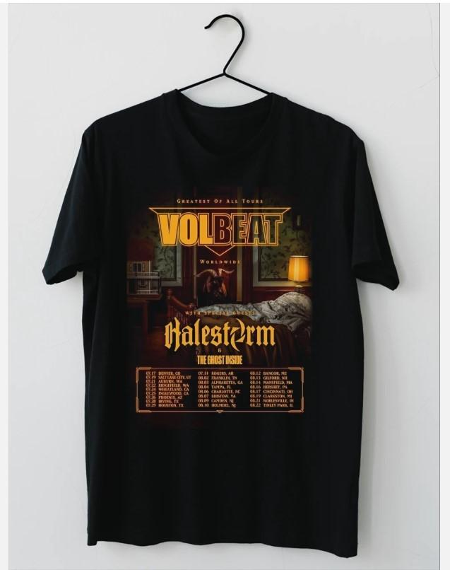 

NEW Volbeat Halestorm 2025 tour dates Tee Shirt Black All Size Unisex T-Shirt XXL
