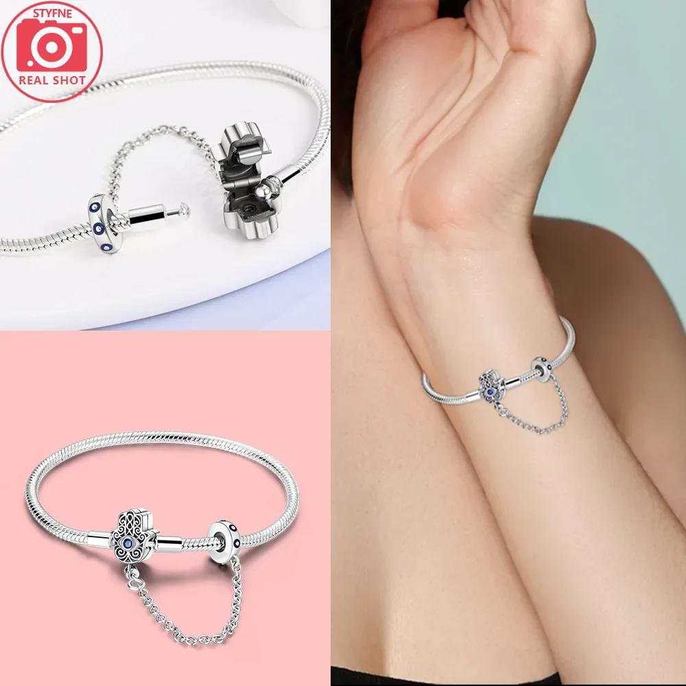 Sliver Bracelets Heart Lucky Eyes Bracelets Female Anniversary Party Fine Bracelets Bangles Jewellery Gifts for Women