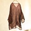 Johnature Women Vintage Ramie T-Shirts Solid Color V-Neck Long Sleeve Tees Summer High Quality Women T-Shirts