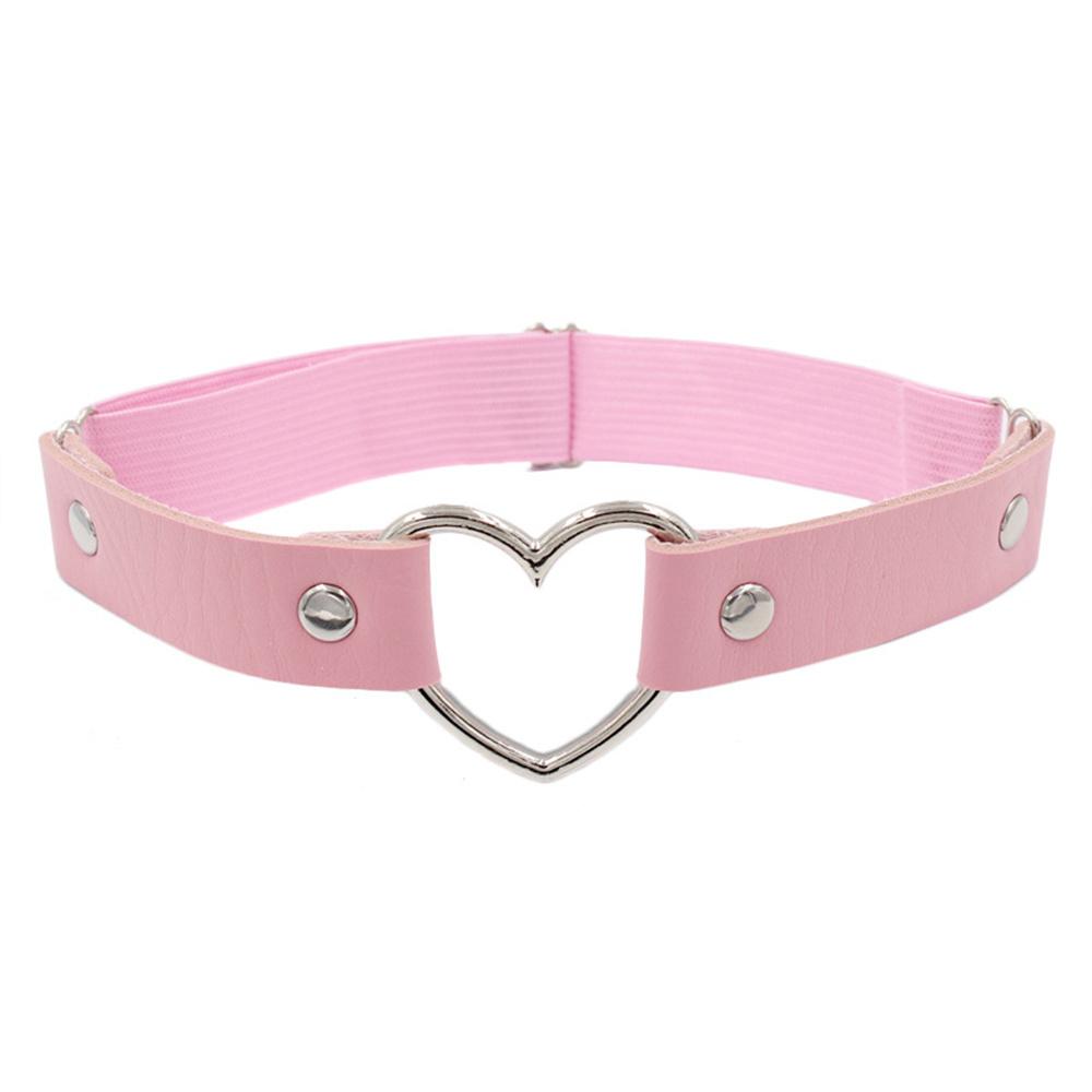 Sexy Women Elastic Pu Leather Thigh Leg Ring Strap Leglet With Metal Heart Garter Belt Cat Punk Garter Jewelry Loop Goth Harness