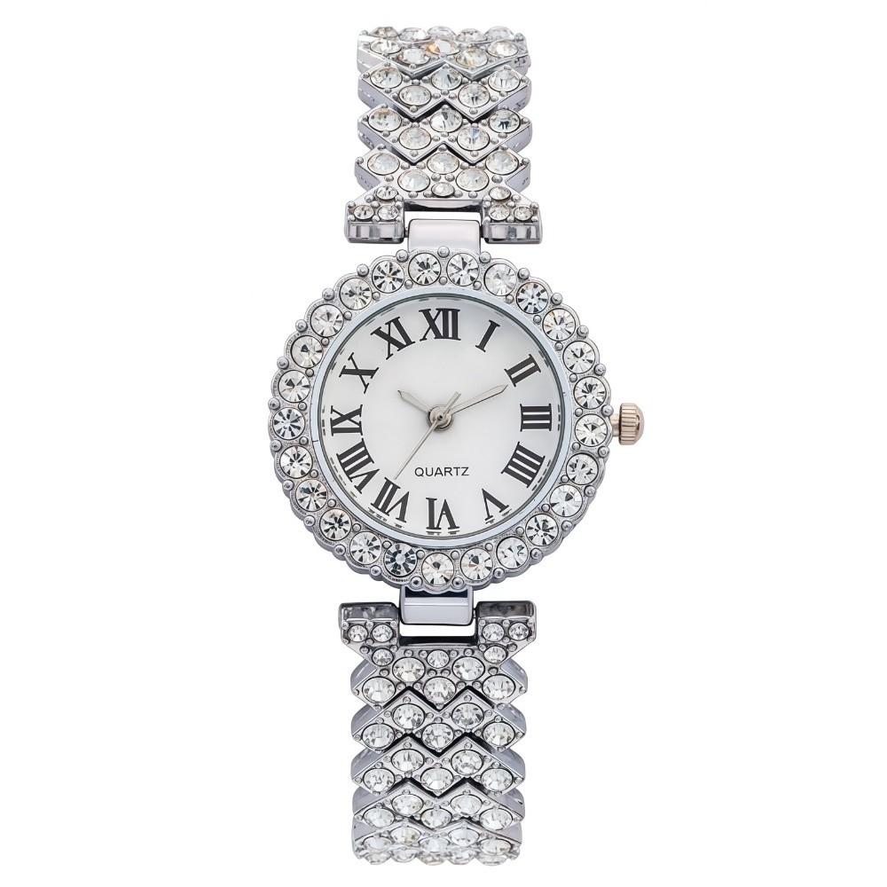 Crystal-Encrusted Diamond Bracelet Watch Precise Wrist Watches NEW Watches for Women  Birthday Gift серебряный