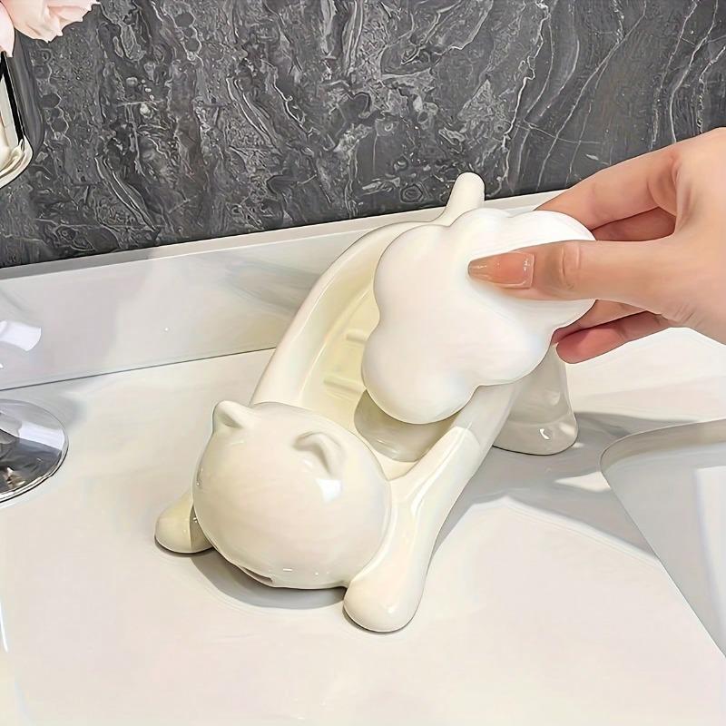 Cartoon Cat Shaped Automatic Dishwashing Liquid Tray - Bathroom Storage Box, Ideal For Storing Soap, Bathroom Organizer And Storage