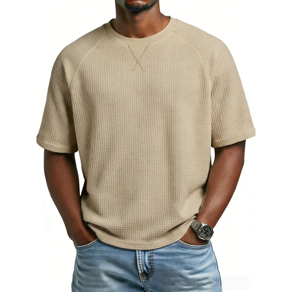 Men's -Knit Raglan Sleeve Round Neck Short Sleeve