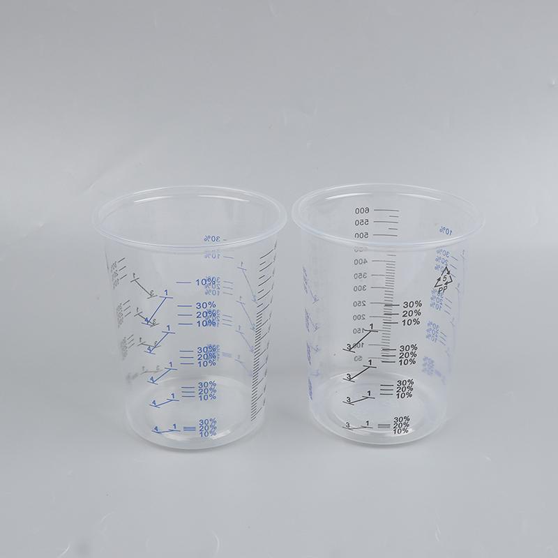Neue 10/50 Stück Farbmischbecher, kalibriert, Kunststoff-Farbmischbecher, 600 ml Mischbecher