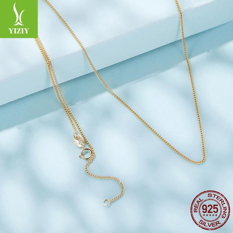 

Простое базовое колье-цепочка из стерлингового серебра 925 пробы, стильное, универсальное, гладкое серебряное колье-цепочка для ключицы 40CM