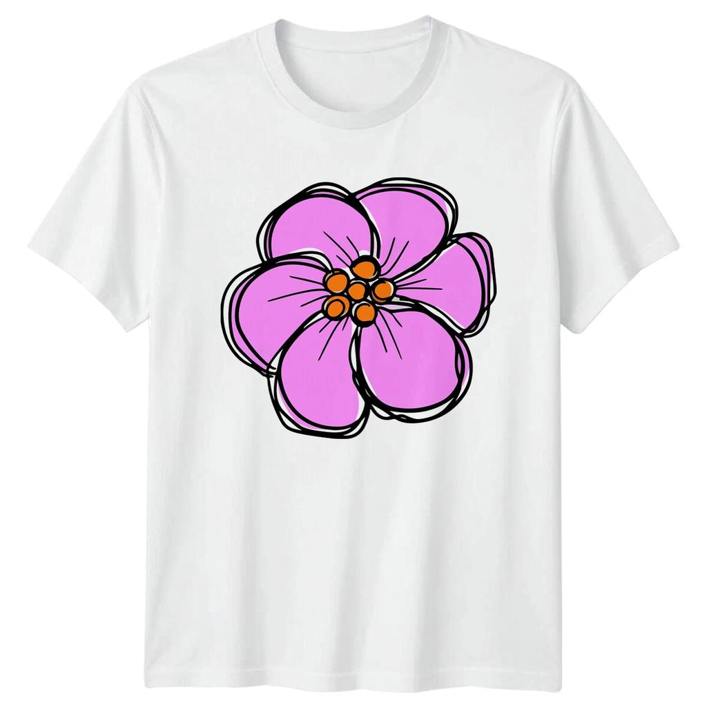 Pink Floral Sketch Flower Mens T-Shirt Womens Tee Graphic Unisex Top