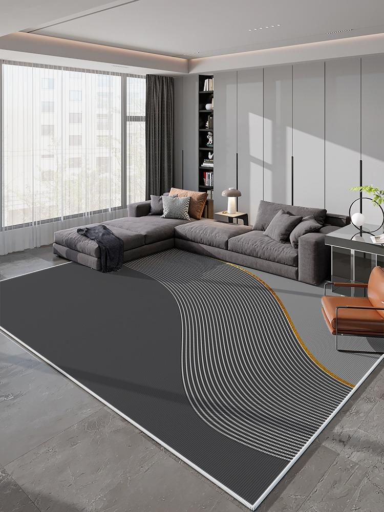 Light Grey Geometric Striped Carpet Living Room Luxurious Decorative Carpets Modern Artistic Lines Rugs Easy Clean Bedroom Rug