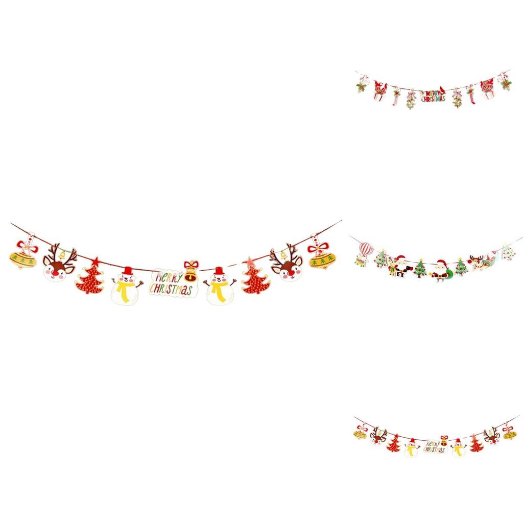 Festive Christmas Spirit Pulling Flag Ornament Santa Claus Party Decoration