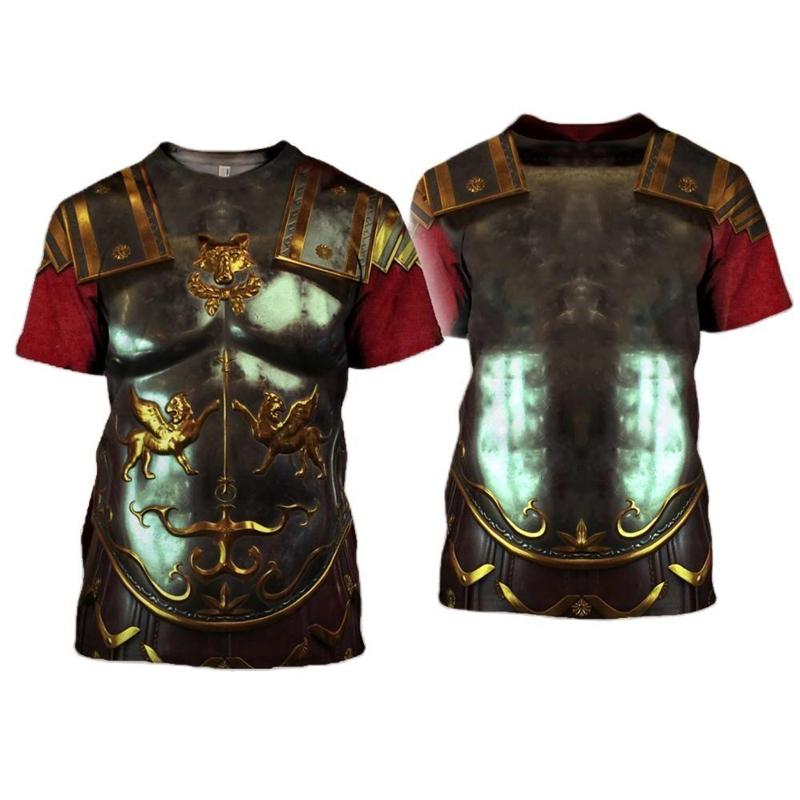 3D Print Knight Armor Cosplay T-shirt For Men New In Men's Casual O-neck Short Sleeve T Shirts Streetwear Funny Tee Shirt Tops
