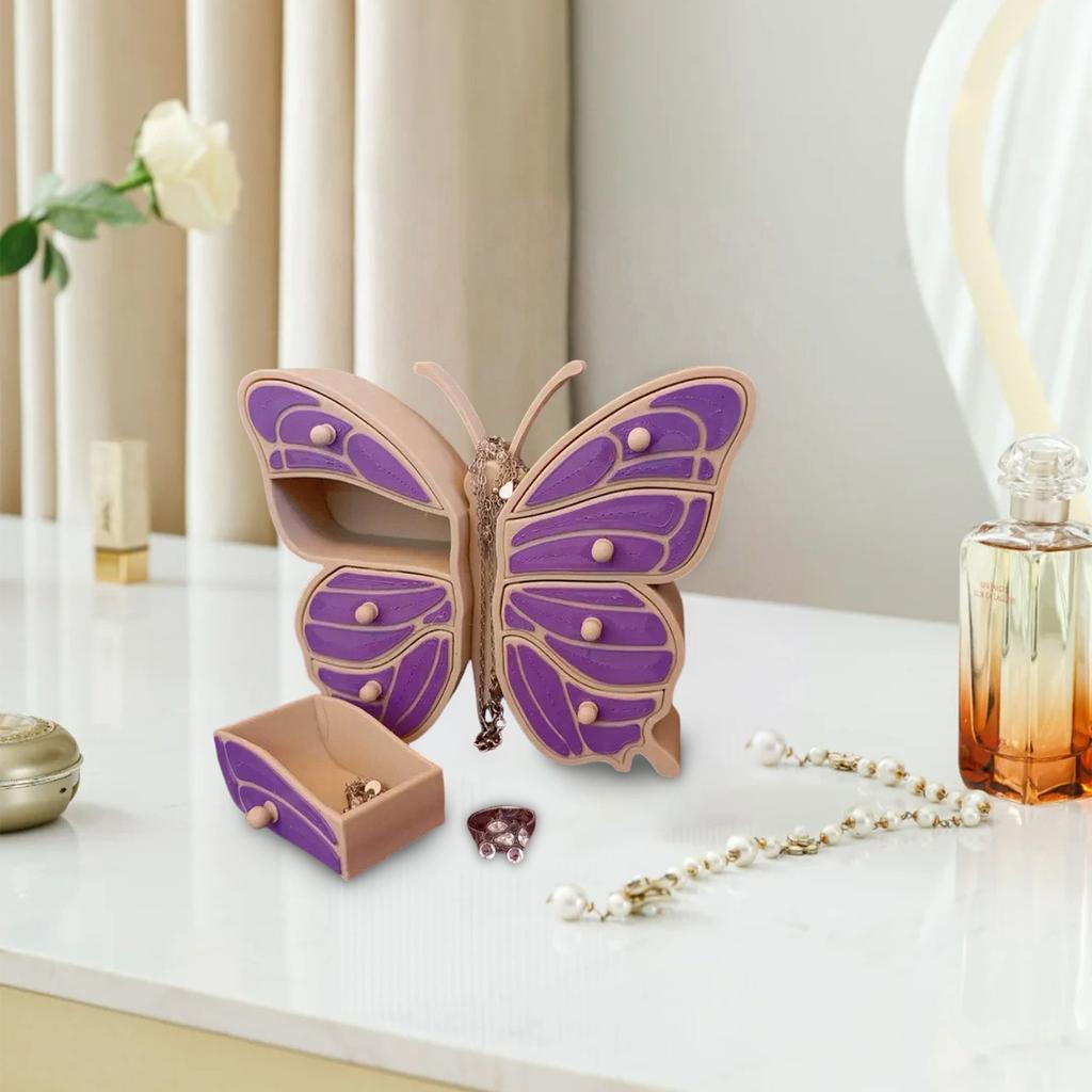 Butterfly Shape 8-Drawer Jewelry Box Organizer, Compact Storage For Rings, Necklaces, Earrings, Minimalist Bedroom Decor, Vanity Accessory
