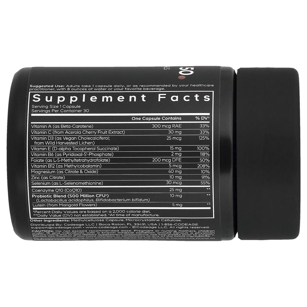 Codeage Men's Multivitamin 50, 30 Veggie Capsules