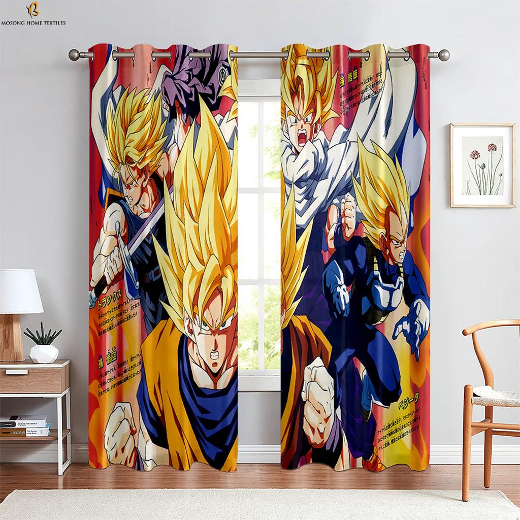 -Blooded Anime Cartoon Printed Curtains Boys And Girls Room Dormitory Decorative Curtains Easy To Wash And Care 2 Pieces
