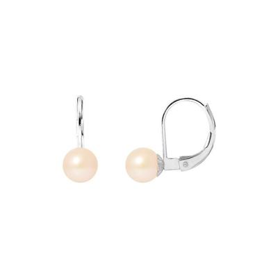 Boucles d'Oreilles - Pearls &amp; Colors - Véritables Perles De Culture 6-7 Mm - Argent 925 - Rose Naturel - AAA+