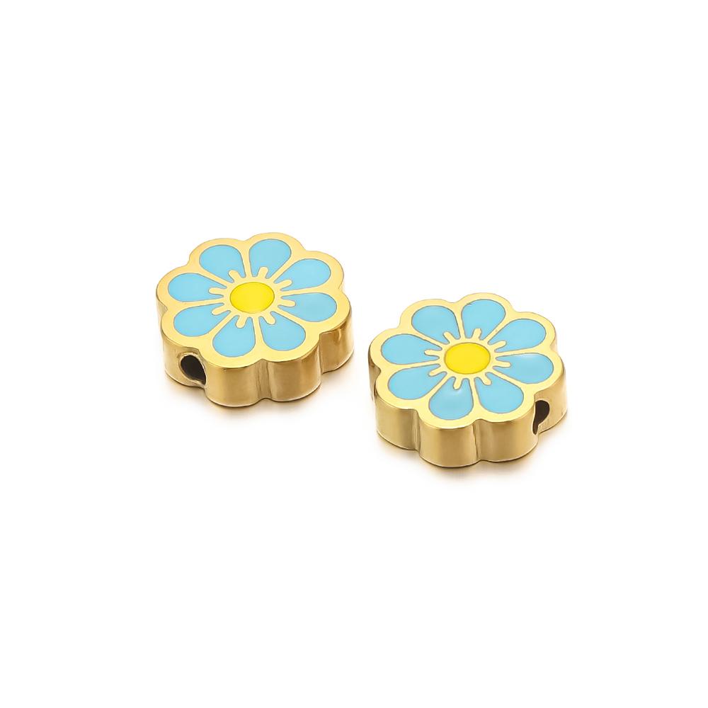 5Pcs Stainless Steel Enamel Sun Flower Beads for DIY Jewelry Making Bracelets Children Charms Necklace Earrings Supplies