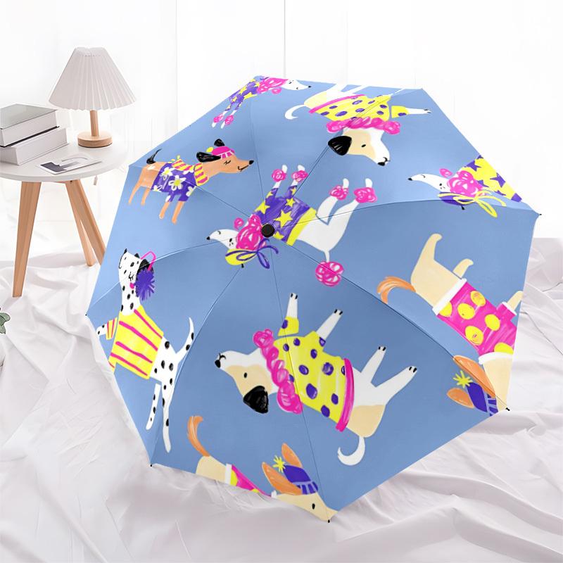 1pc Dogs Party Automatic Open/Close Umbrella, Windproof, Folding Compact Umbrella with Lightweight Design for Women/Men053