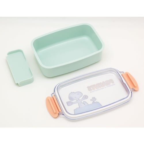 OSK Snoopy Bento Box with Dividers, 500ml, Made in Japan, Dishwasher and Microwave Safe, Two-Point Locking, with Gasket, Leak-Proof, Stylish, Cute, An