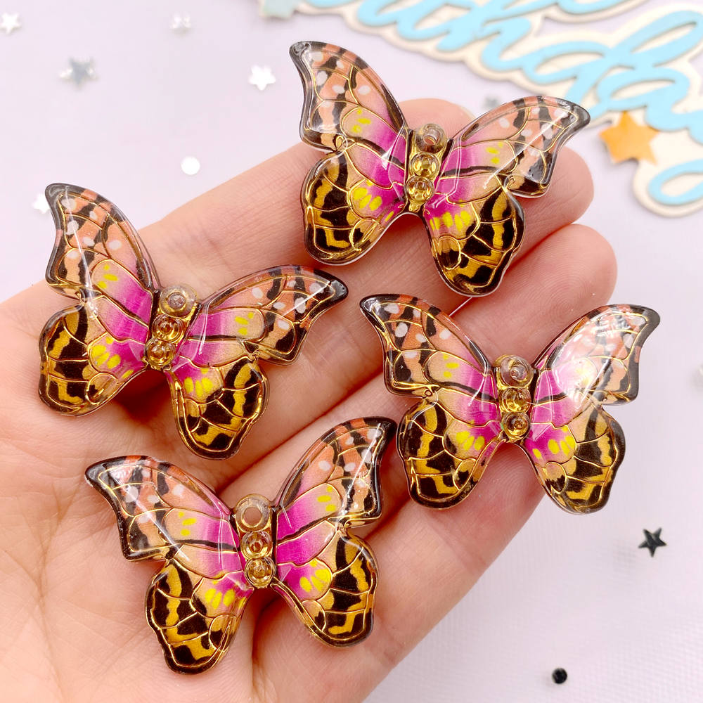 10pcs Shiny Colorful Beautiful Butterfly Figurine Flatback Rhinestone 1 Hole Bead DIY Wedding Decor Scrapbook Jewelry Crafts