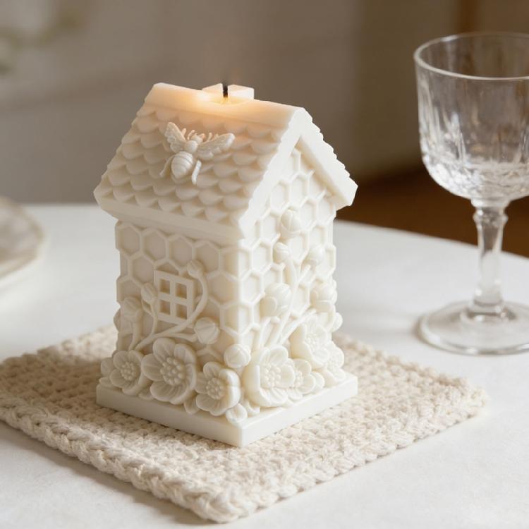 Honeycomb House Shape Silicone Mould Holiday Candle Silicone Molds For Handmade Candle Soap Chocolate Candy Cake Baking