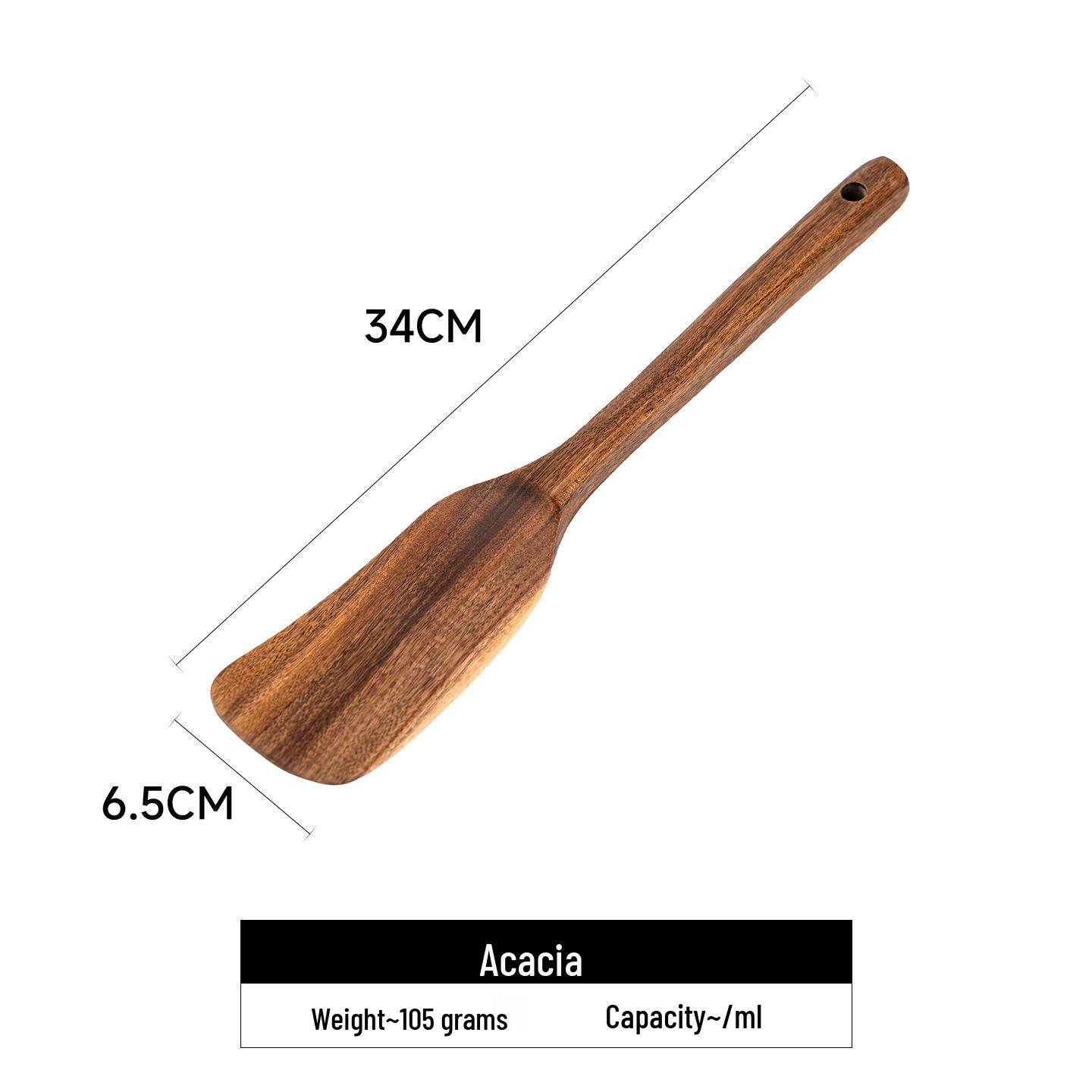 Высококачественный набор кухонных лопаток из акации - Антипригарный, термостойкий, с длинной ручкой, 2 шт. для приготовления и жарки