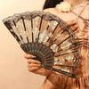 Chinese Style Folding Fan Lace Dance Fan Photo Props Embroidered Decorative Hand Fan Ornament Wedding Party Favor Gift  Hand Fan