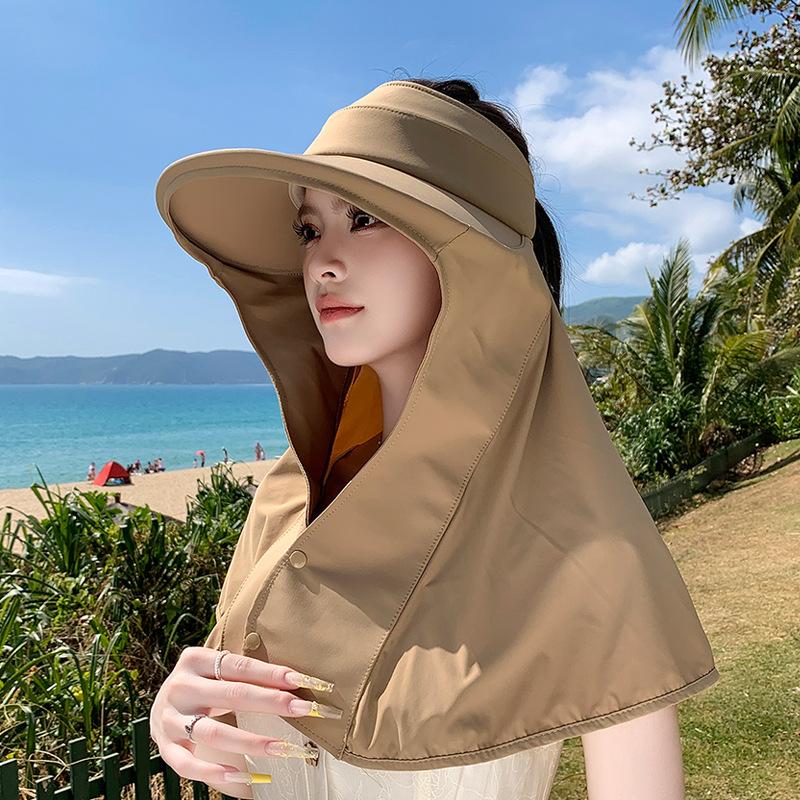 Summer Shading Shawl Cape Integrated Hat Outdoor Cycling Neck Protection Empty Top Hat Large Brim Face Covering Sun Protection Hat Children